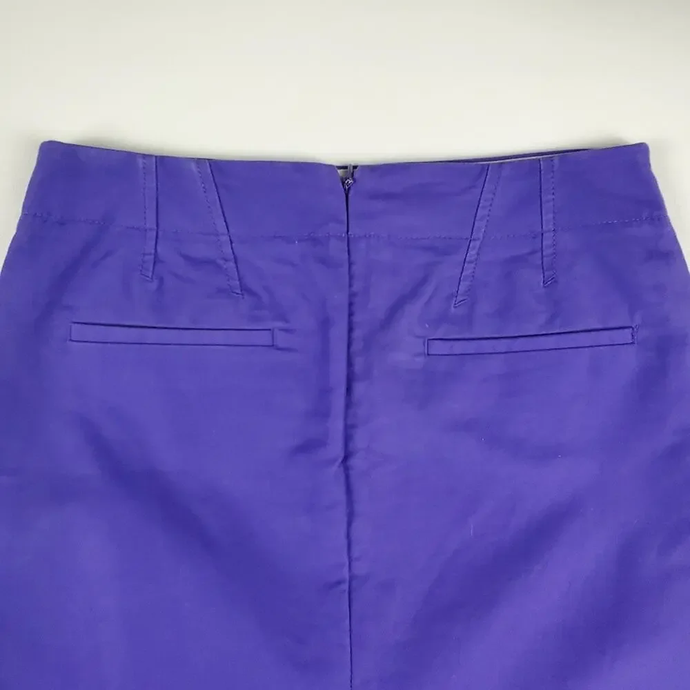 J. Crew No. 2 Stretch Pencil Skirt Sleek Fitted Mini Pleated Zip Purple Size 00 - Picture 6 of 7
